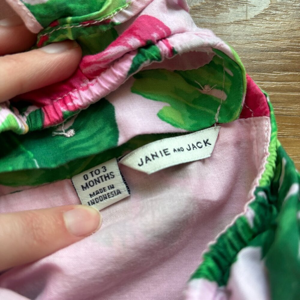 Janie and Jack Baby Tropical Flamingo Ruffle Romper - Picture 2 of 10